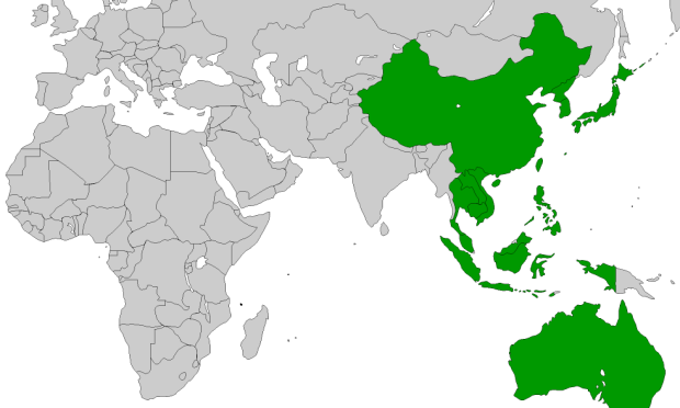 EXTREMO ORIENTE . Verde oscuro: Estados considerados de Extremo Oriente.